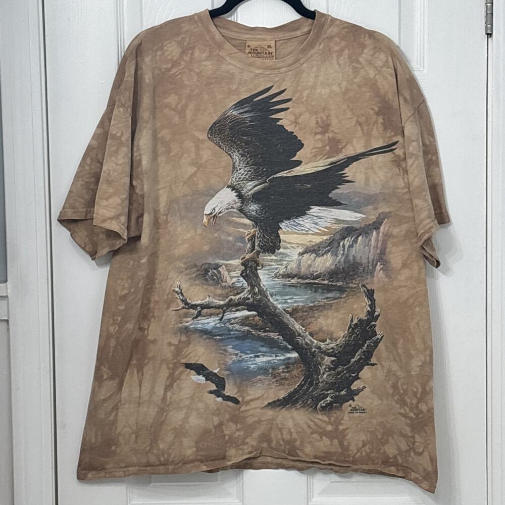 The Mountain Men’s Vintage Tee T Shirt Ted Blaylock Bald Eagle Brown Tan XL